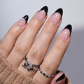 Black French Tip Press On Nails - Short Almond Fake Nails with 7A Variation