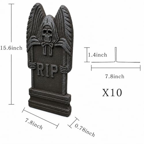 Gray Halloween Foam Graveyard Tombstones 5 Pack with Metal Stakes - Scary Yard Decor