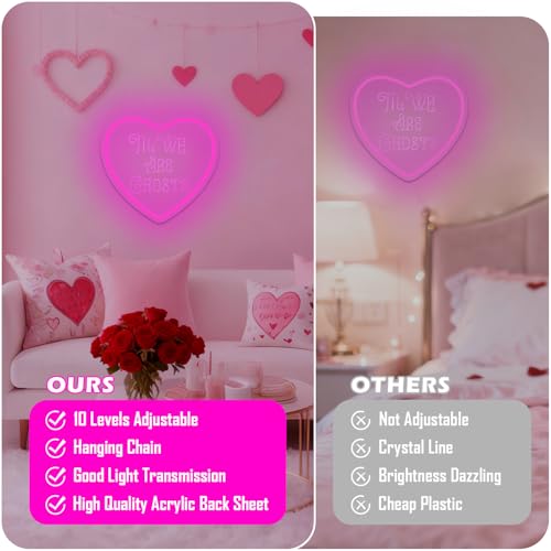 Heart Neon Sign Love Neon Wall Decor Dimmable Valentine's Day LED Light - Pink Heart