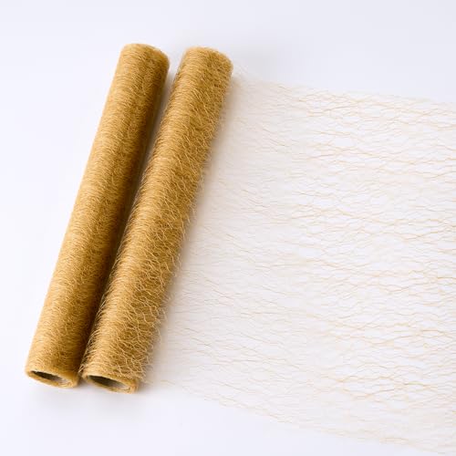 Gold Mesh Table Runner 11x106 Inches - 2 Pcs Thin Elegant Decor Variation of THIS listing
