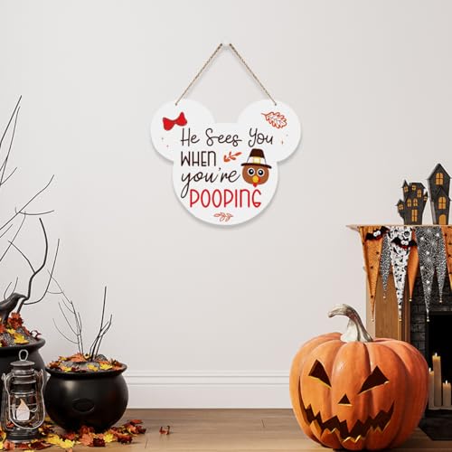 Thanksgiving Bathroom Sign - He Sees You When You're Pooping - Fall Decor - Thankful Variation