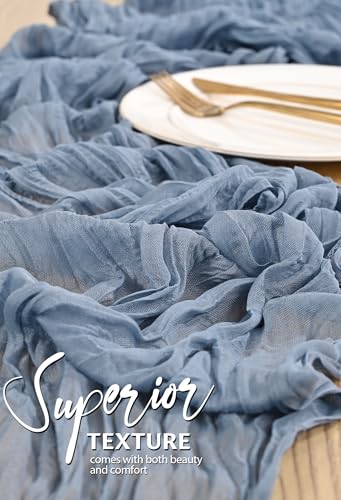 Dusty Blue Cheesecloth Table Runner Set - 18 Pack, 10FT Rustic Boho Decor