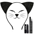 Halloween Cat Makeup Kit with Headband, Eyeliner & Lipstick - Black & Adjustable