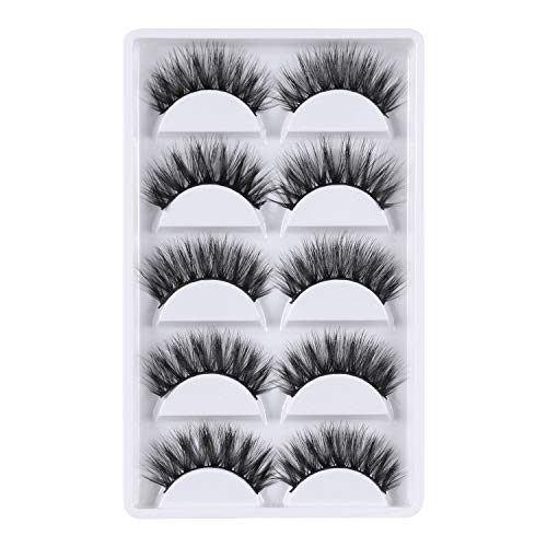 3D Faux Mink False Eyelashes - Handmade Dramatic Thick & Fluffy Long Fake Lashes 5 Pairs