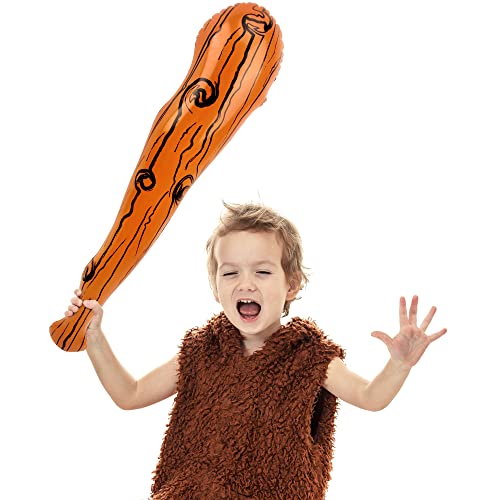 Inflatable Caveman Bat Stick Set - 20 Brown 35-Inch Party Props for Halloween & Cosplay