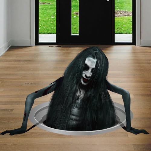 Halloween Horror Ghost Floor Decal - Creepy 3D Ground Sticker for Haunted House & Party