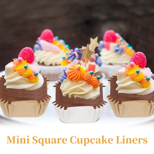 Mini Square Paper Cupcake Liners - White, 100pcs, Disposable Baking Cups for Desserts & Parties