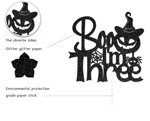 Halloween 3rd Birthday Cake Topper Boo I'm Three Glitter Decor