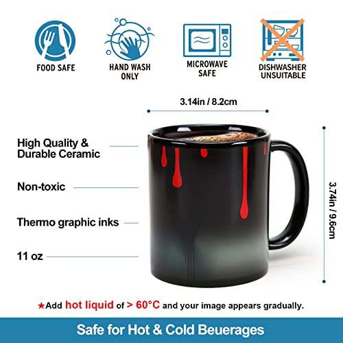 Color Changing Horror Coffee Mug - Walking Dead Zombie Design, 11oz Bloody Variant