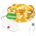 Rechargeable Fairy String Lights 16.4ft 8 Modes Timer Copper Wire Decor - Variation of 16.4ft - 1pc