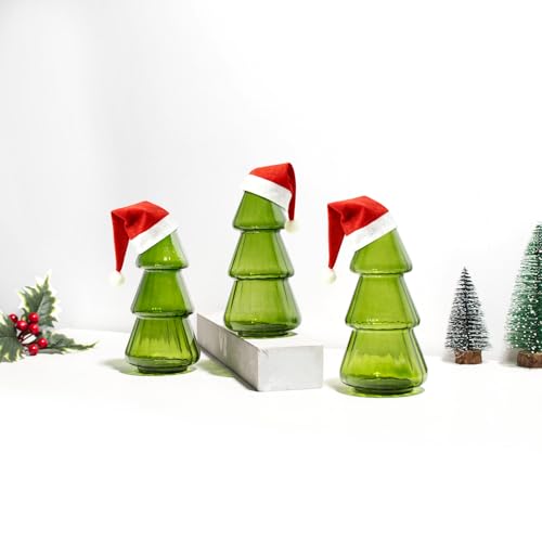 3 Pack Tree-Shaped Glass Planter Vase for Propagation and Decor - Green Variation