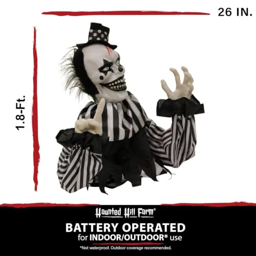 22-Inch Haunted Hill Farm Groundbreaker Clown Animatronic Halloween Decoration - Motion & Touch Activated, Indoor/Outdoor