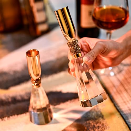 Heavy Base Crystal Candle Holders Set of 2 - Gold, Romantic Table Decor