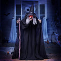 Halloween Animatronic Witch Prop - Life Size 6Ft Black Outdoor Decor with Creepy Sound & Light Eyes