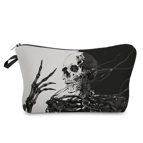 Gothic Skeleton Small Makeup Bag - Cute Durable Cosmetic Pouch - Variation hzz14816