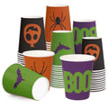 Halloween Paper Cups 9oz - Spider Design, Colorful Spider Variation, 48 Pack
