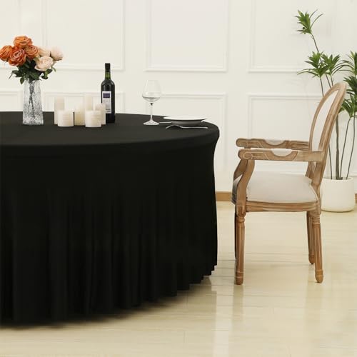 Black Round Tablecloth 72 Inch for Weddings & Events - Stretch & Wrinkle-Free