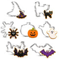 Halloween Cookie Cutter Set 7 Pieces Ghost Bat Pumpkin Cat Witch Hat Spider Food Grade Stainless Steel