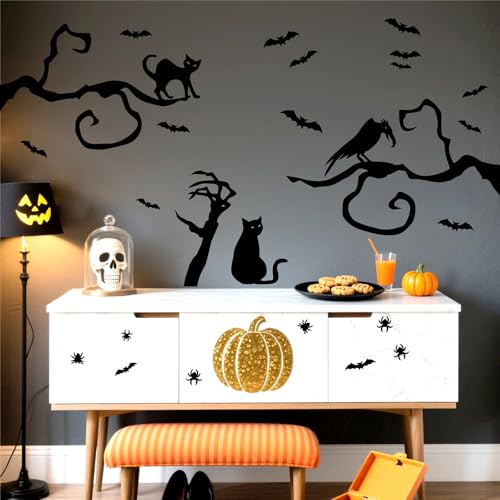 Halloween Tree Branch Cat Wall Stickers - Branch Cats Variation