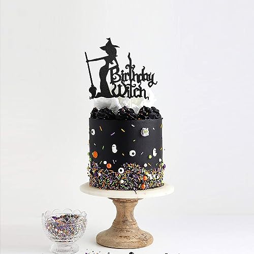 Birthday Witch Cake Topper, Happy Decor for Girl’s Halloween Party