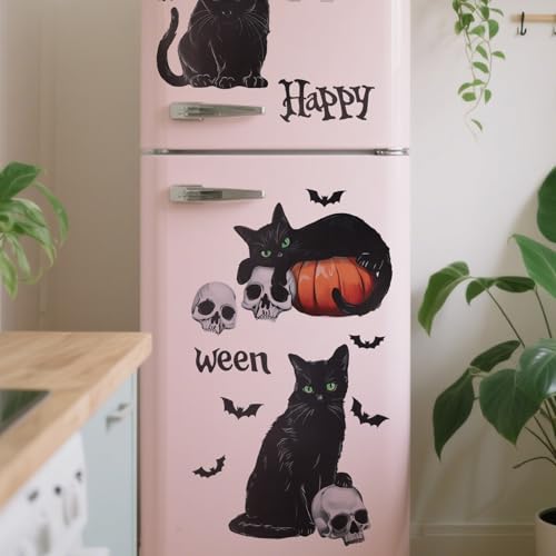 Black Cat Halloween Window Clings - 4 Sheets Spooky Party Decorations