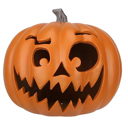 11-Inch Halloween Lighted Pumpkin Jack O Lantern with Peking Opera Face - Indoor & Outdoor Decor
