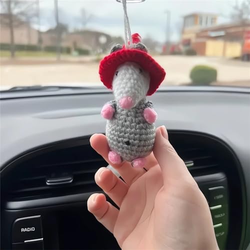 3PCS Opossum Car Charm Set - Swinging Rearview Mirror Decorations, Cute Aesthetic Car Accessories