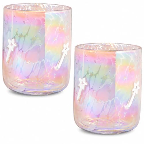 Halloween Wand Glass Cups Set - 14oz Pink & White Double-Layer Drinkware
