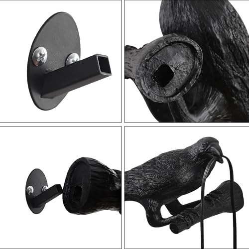 Gothic Raven Table Lamp with Adjustable Birds Wall Sconce for Bedroom & Living Room