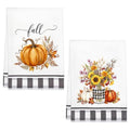 Fall Kitchen Towels Set - 2 Pack 26x18 Inch Pumpkin Leaf Decorative Dish Towels