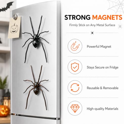 20PCS Realistic 3D Spider Fridge Magnets - Removable Halloween Decor