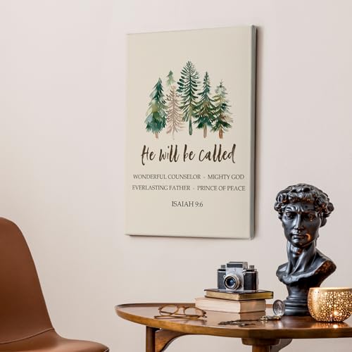 Christian Christmas Wall Art Decor - Isaiah 9:6 Framed Canvas Painting - Variation: Christmas-2 / 16x24 Inch