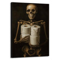 Halloween Skull Wall Art Canvas Print - Funny Skeleton with Toilet Paper, Framed 16x24 Inches - Variation Artwork-8