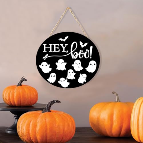 Halloween Wooden Ghost Door Wreath - Halloween-35 - Front Door Wall Decor
