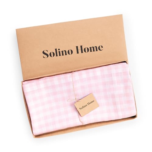 Pure Linen Tablecloth 60 x 120 Inches - Marshmellow Pink Check, Elegant Gingham for Dining