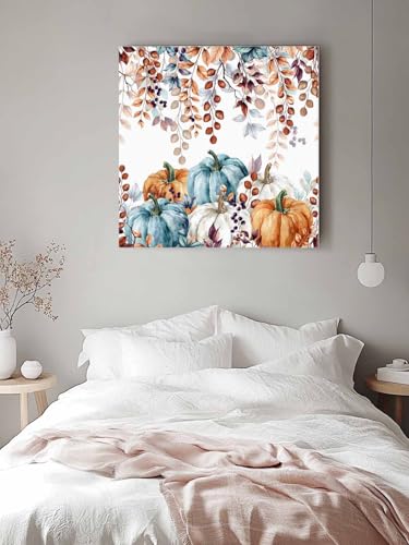 Farmhouse Autumn Pumpkins Wall Art Canvas Print - 16x16 Inches PumpkinCHM1605