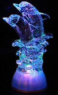 Dolphin LED Snow Globe Figurine - Multi-Color Lighted Marine Decor Gift