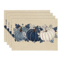 Navy Blue Pumpkin Fall Placemats Set of 4 - 12 x 18 Inches, Rectangular