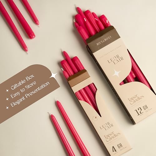 Hot Pink Taper Candles 4 Pack - 10 Inch Unscented Birthday & Party Decor