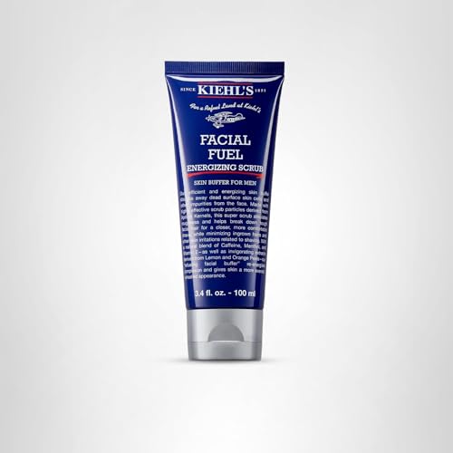Kiehl's Facial Fuel Exfoliating Face Scrub, Facial Cleanser for Men, Smooths Skin & Removes Dead Skin, Dirt & Oil, Helps Soften Tough Facial Hair, with Caffeine, Menthol, Vitamin E - 3.4 fl oz