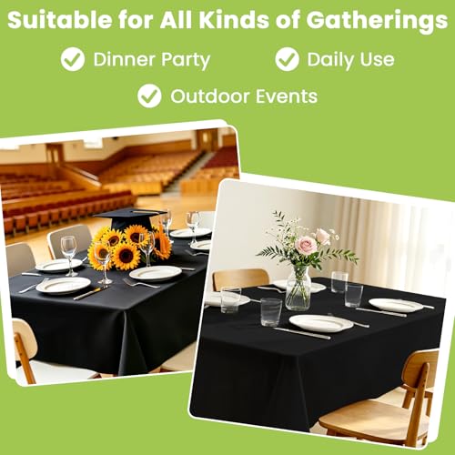 Black Disposable Table Cloths 54x108 Inches - Pack of 4, Perfect for Parties