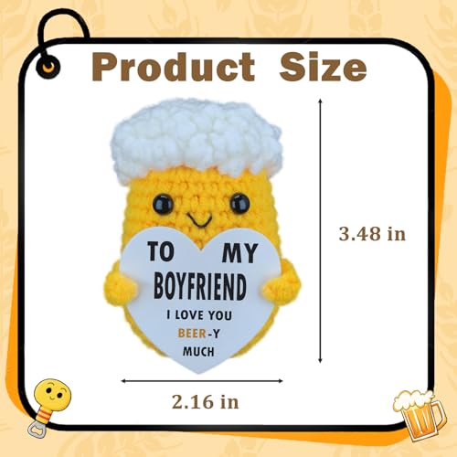 Boyfriend Easter Gift - Handmade Crochet Beer Ornament with Heart Message