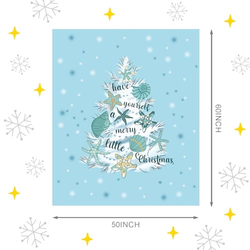 Christmas Beach Throw Blanket 50x60 Inch Cozy Holiday Decor for Sofa Bed