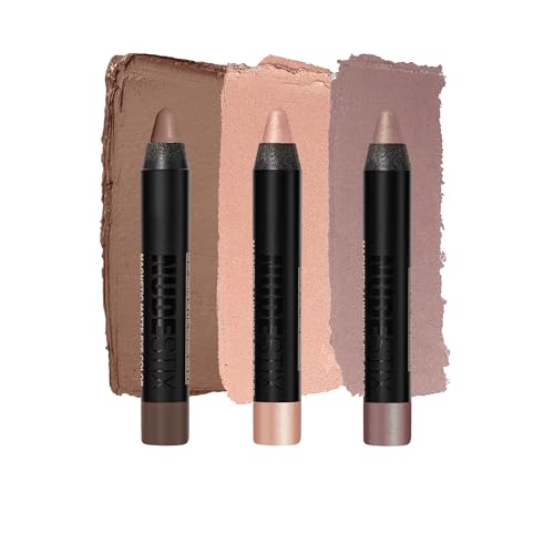 Nudestix Bright Nude Eyes Mini Kit – 3-Piece Cream Eyeshadow Pencil Set with Matte & Luminous Finishes | Long-Wear, Vegan Eye Makeup Crayons for Highlighting & Defining | Travel-Size Clean Beauty