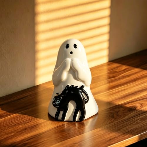Halloween Ghost Figurine Cute Cat Spooky Resin Statue - Style 21