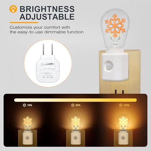 LED Night Light Plug in Motion Sensor Nightlight Snow Variation - 1 Pack