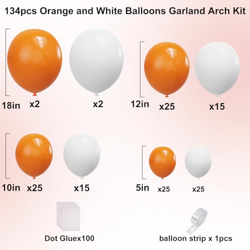 Orange & White Balloon Arch Kit for Halloween & Thanksgiving Party Decorations