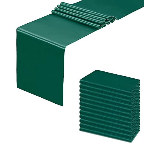 Forest Green Satin Table Runner 12x108 Inches - 12 Pack - Elegant Event Decor