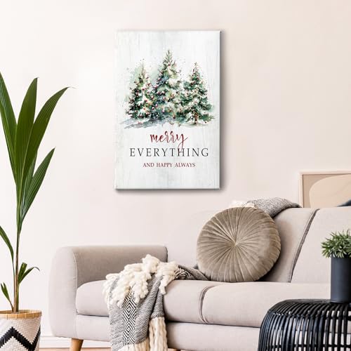 Christmas Tree Wall Art Decor Canvas Framed 16x24 - Merry Everything