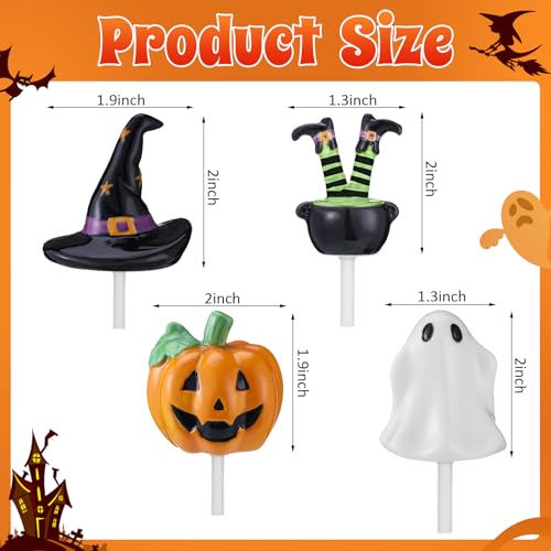 Halloween Ceramic Cake Toppers Set - Hand-Painted Mini Picks for Spooky Decor